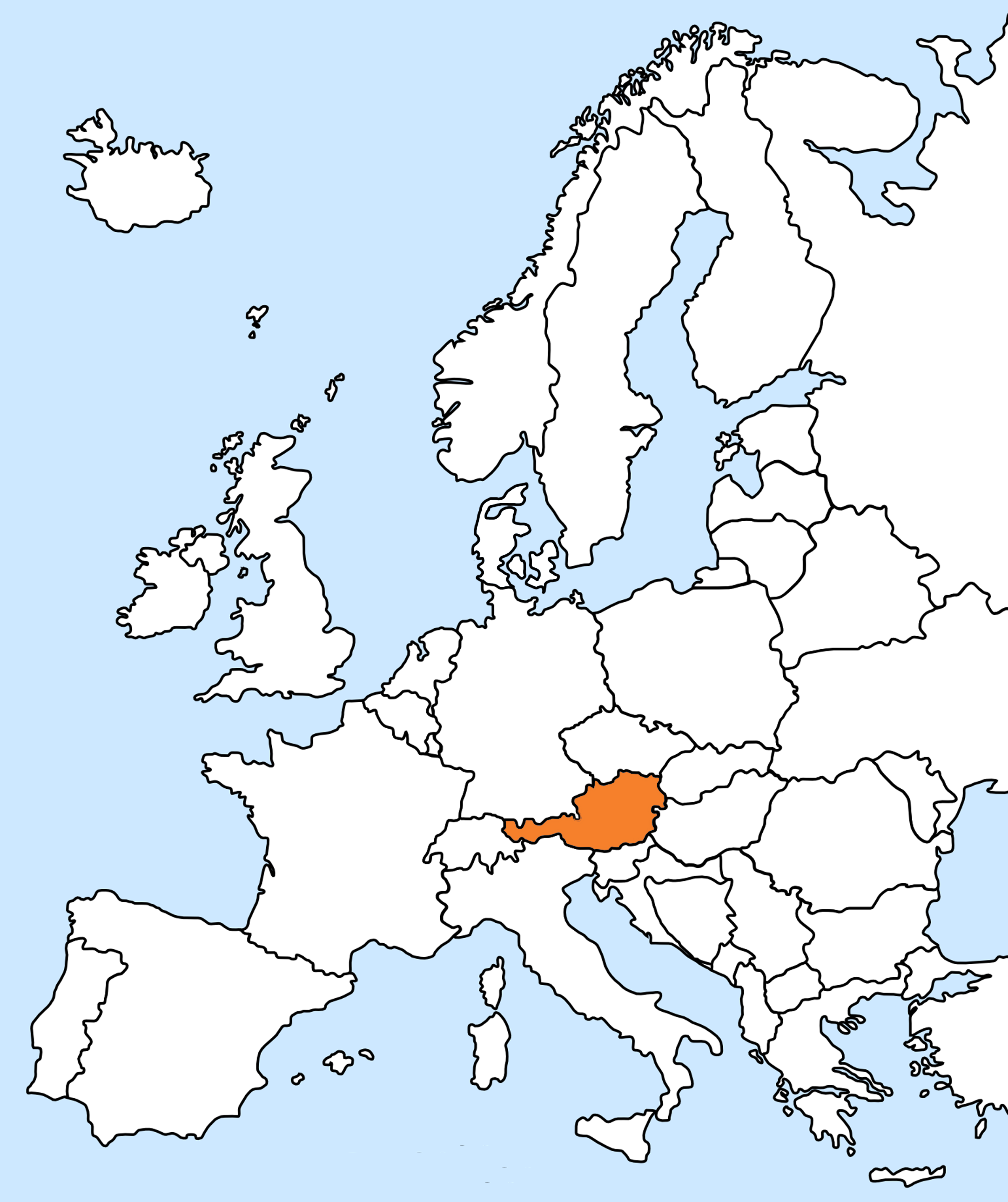Europe avec l’Autriche indiquée