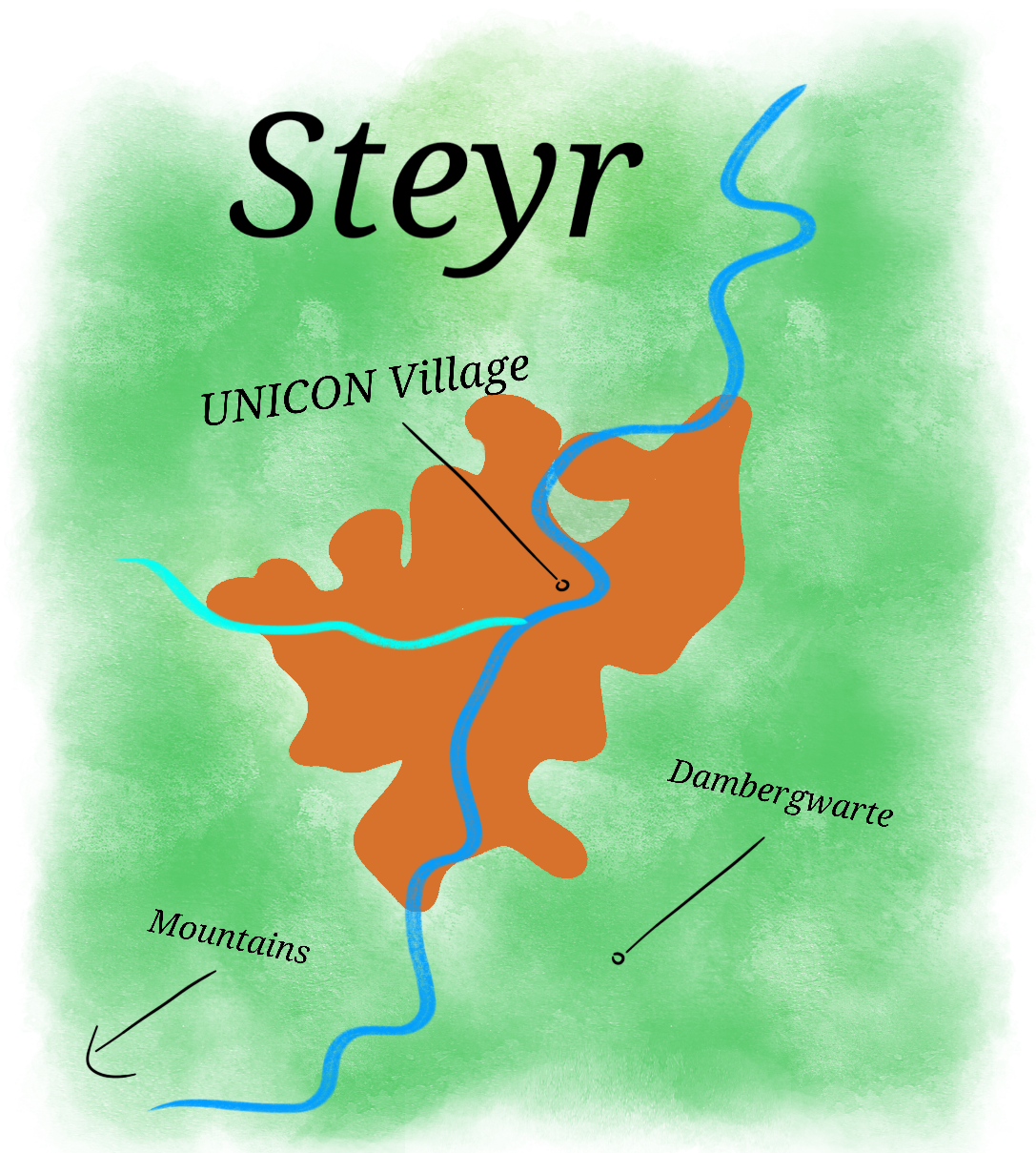 Croquis des sites de l’événement à Steyr